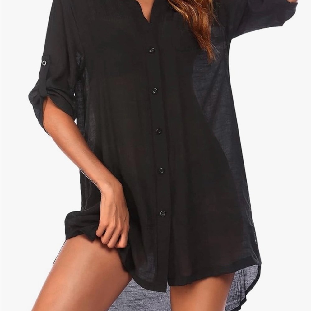 Black Button-Up Tunic Dress